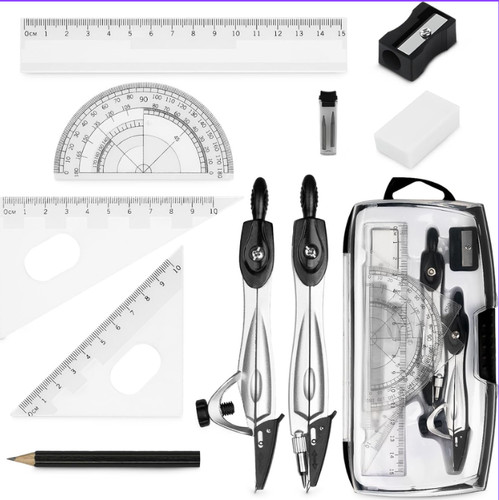 10pcs maths set - set,, protractor